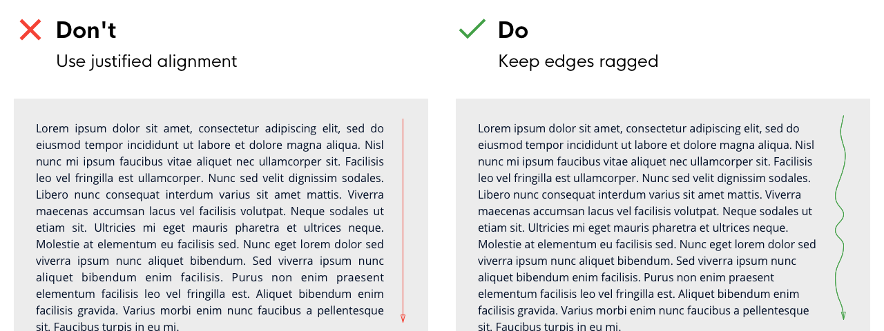 justified paragraphs visual impairment